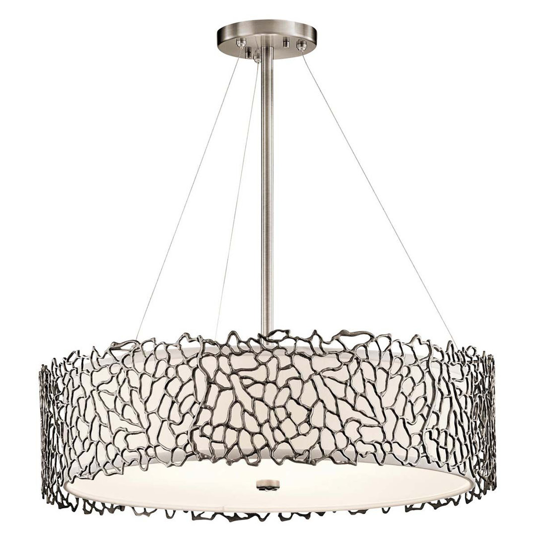 Bourbon 4 - Light Classic Pewter Drum Pendant