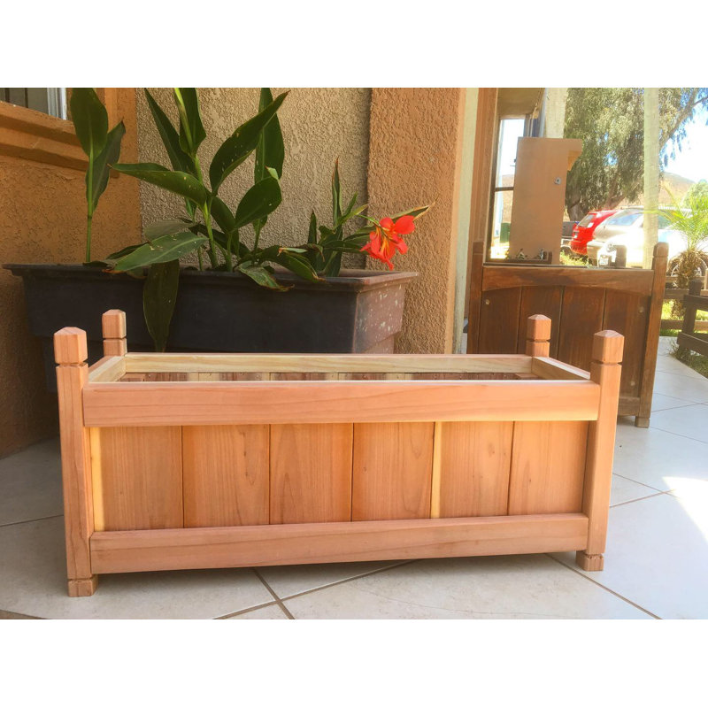 Pot à fleurs surélevé en bois, Naturel, H 17 po x l 12 po x P 36 po