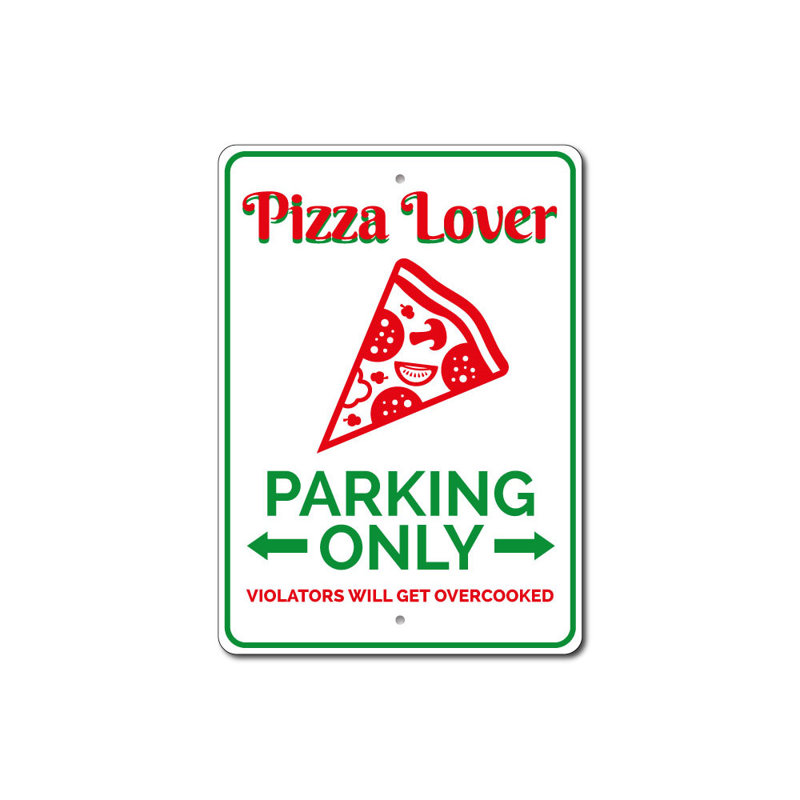 Enseigne de pizza en aluminium pour les amateurs de pizza, H 18 po x l 12 po x P 0,06 po