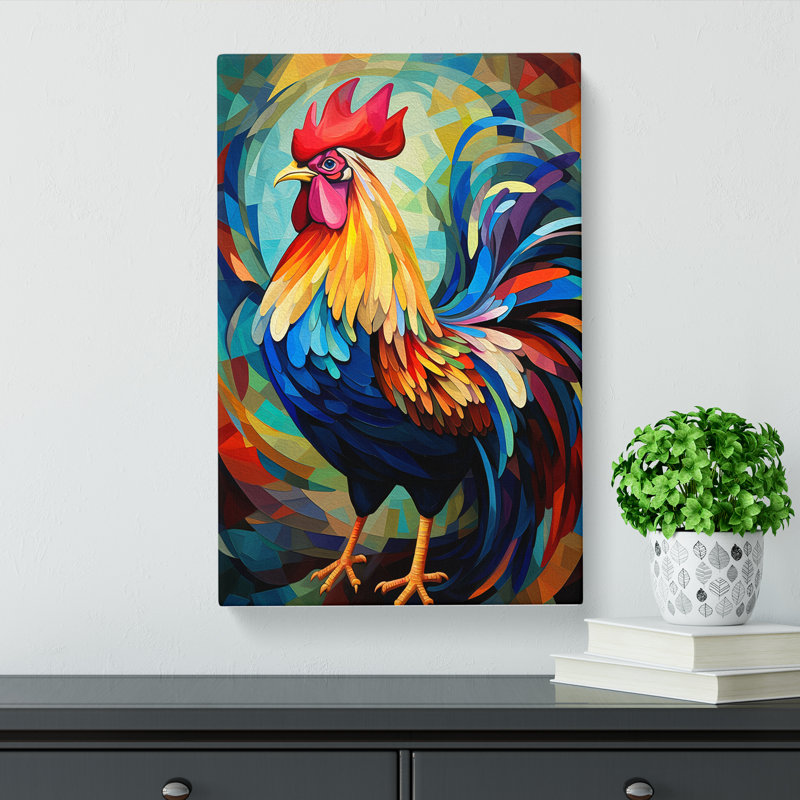 Rooster Orphism - Print, 50cm H x 35cm W x 3cm D