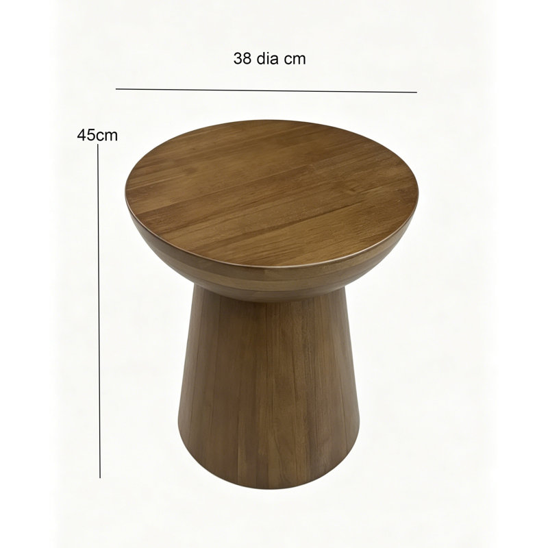 Round Solid Oak Romily Accent Side Table,Walnut Finish