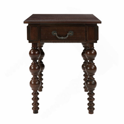Solid Wood End Table with Drawer, Easy Assembly Vintage Narrow Sofa Side Table for Living Room, Espresso