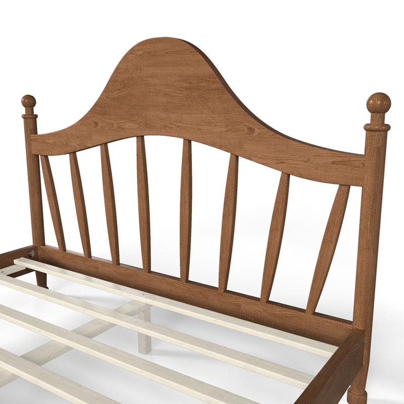 Base de lit plateforme en bois avec tête de lit Chic, Queen, Brun