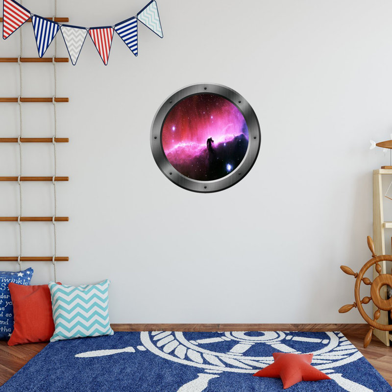 Décalcomanie murale encadrée hublot space galaxy Steinmetz, H 14 po x L 14 po