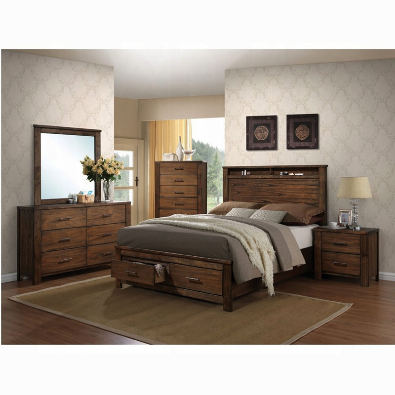 Table de chevet en bois avec 2 tiroirs au fini chêne enchanteur pour la chambre à coucher - 2