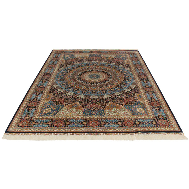 Tapis turc bleu marine et bleu 6 x 9