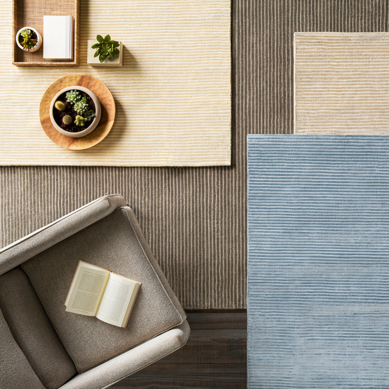 Braun Viscose Striped Indoor Rug, Rectangle 12' x 15'