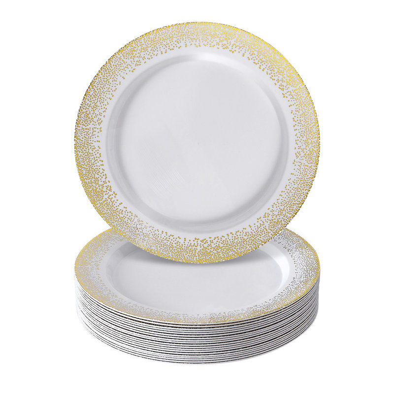Assiettes jetables en plastique 7,5 "brume argentée 10 pièces, Or