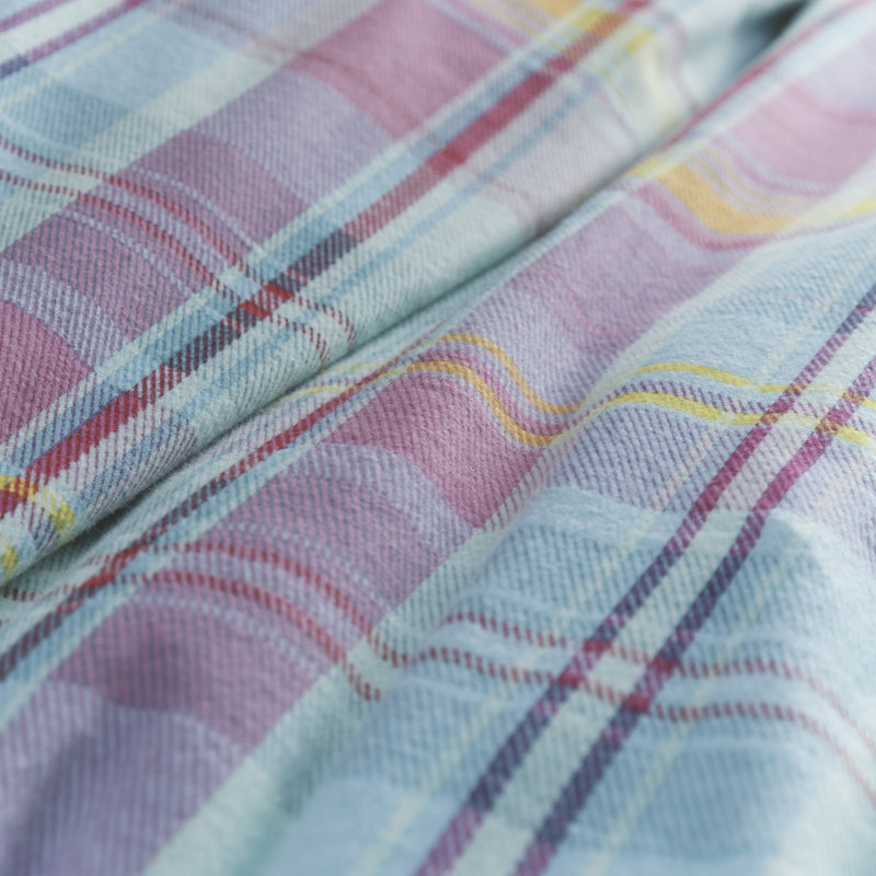 Applecross Check Cotton Chequered Duvet Cover Set with Pillowcases Included, Blue/Pink