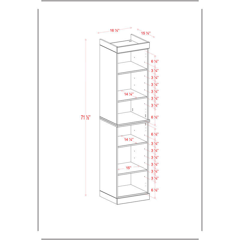 Palace Imports 100% Solid Wood Bathroom Storage Cabinet, Adjustable Shelves, 71.5" Tall, 71.5" H x 16.5" W x 15.5" D