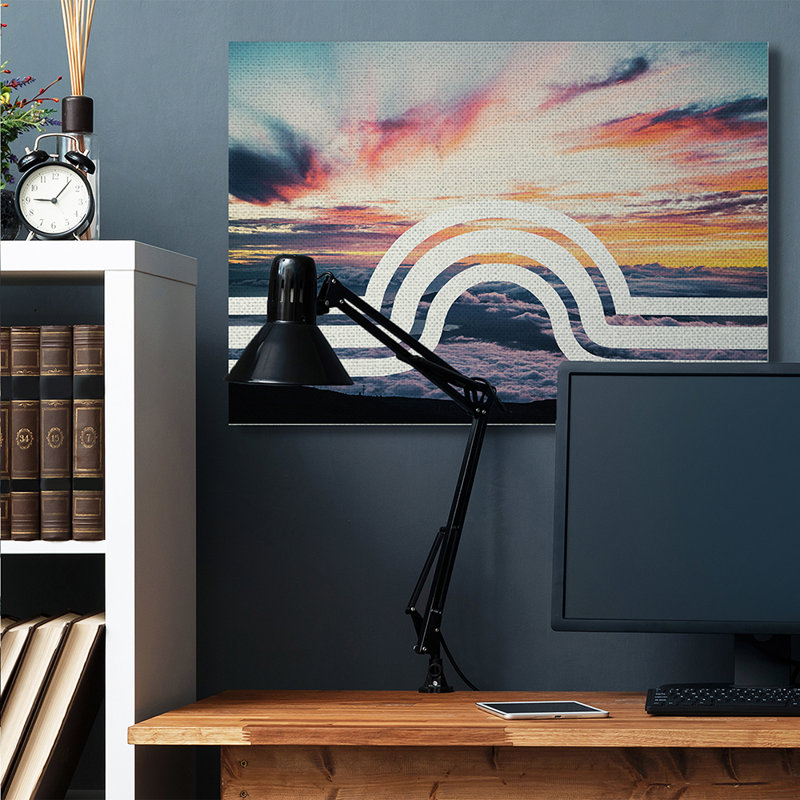 « AC-721 Sunset Cloud Landscape »-impression d’art graphique, Toile tendue, H 36 po x l 48 po x P 1,5 po