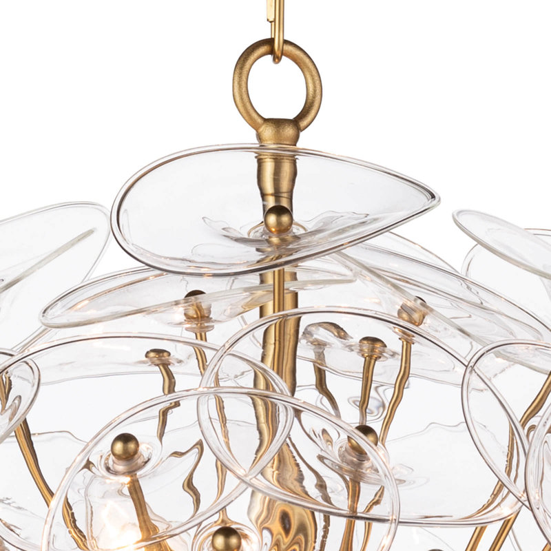 Natural Brass 9-Light Sputnik Chandelier with Clear Cord