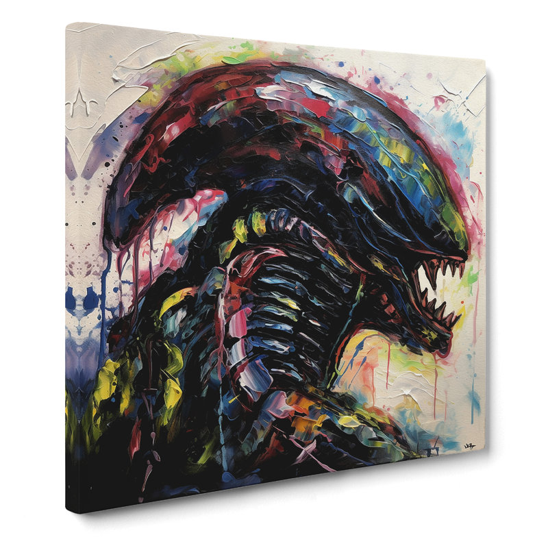 Alien Palette Knife Painting - Print, 35cm H x 35cm W x 3cm D