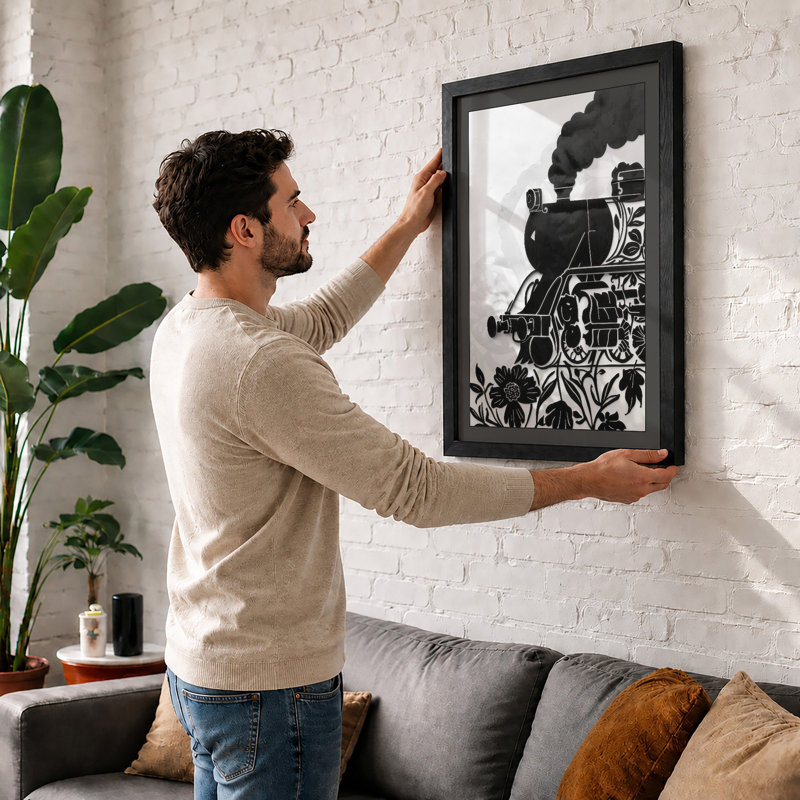 Steam Engine And Blossoms Industrial - Print, Unframed, A2 - 59.4 x 42.0 cm