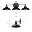Applique murale noire à 3 lumières pour meuble-lavabo industriel rustique avec ampoule E26, 60 W maximum