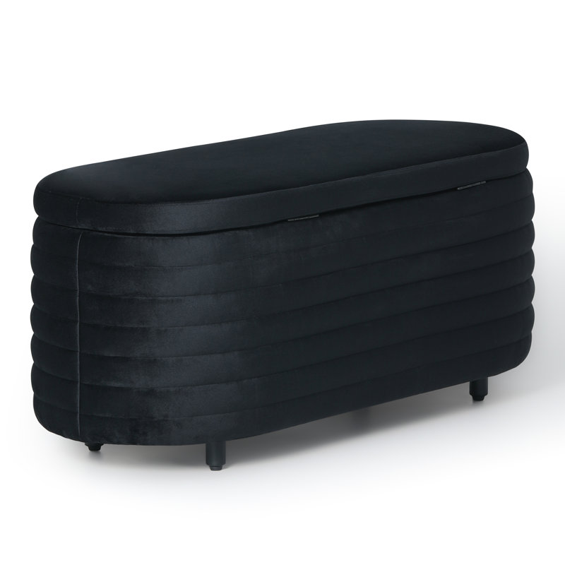 Farrah Upholstered Storage Bench, 18.1" H x 42.5" W x 17" D, Black