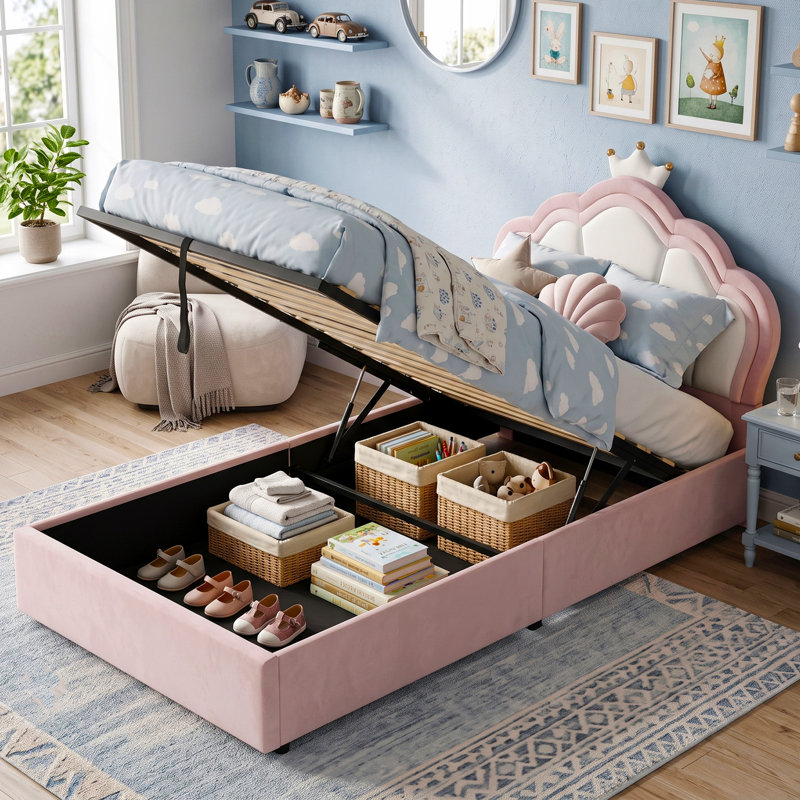Royal Crown Velvet Ottoman Storage Beds Standard Ottoman, Single (3')