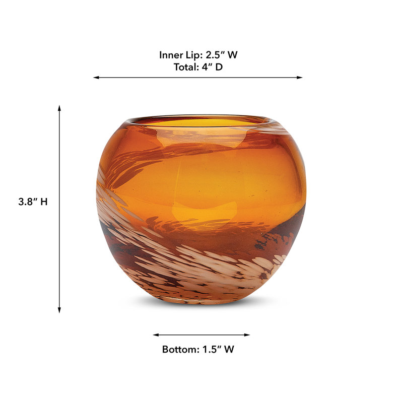Pearl 3.4'' H Glass Tabletop Votive Holder, Amber