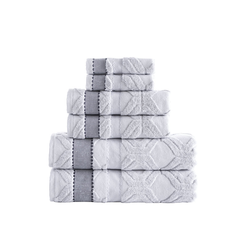 Turkish Cotton Plush Jacquard Mulit-Size Set, Silver