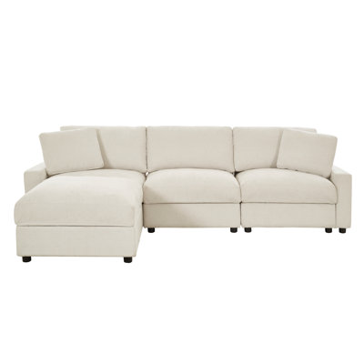 Space-saving Modular Sectionals With Storage, Polyester L-shaped Couch For Modern Living Rooms