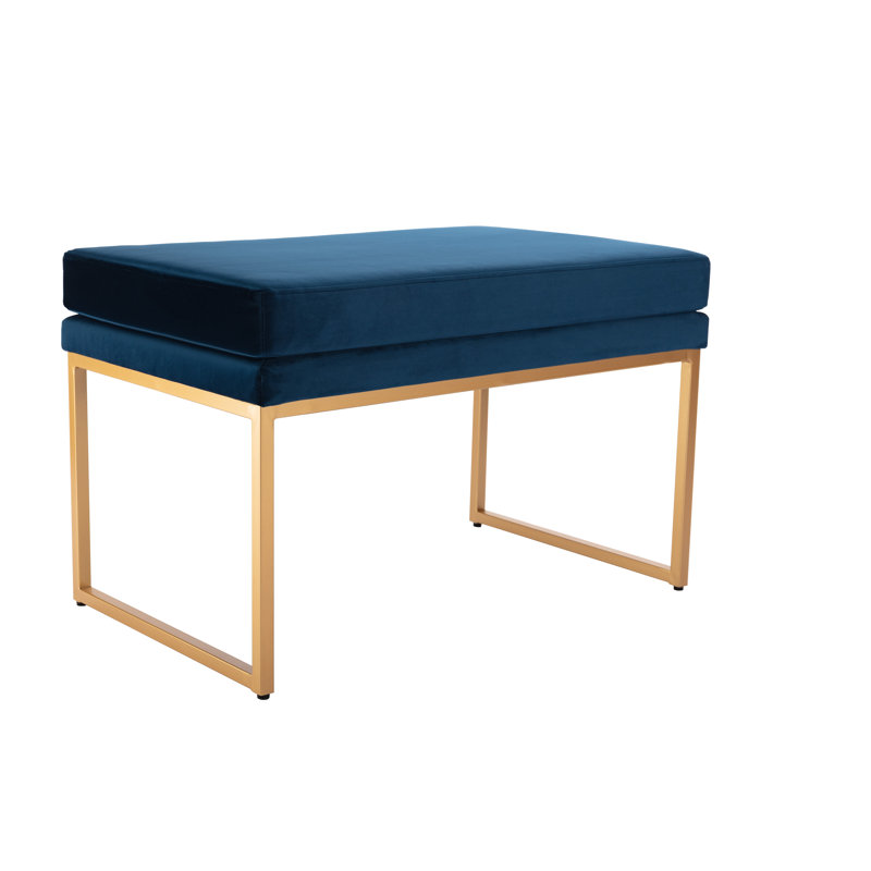 Shanta Upholstered Ottoman, Navy Blue