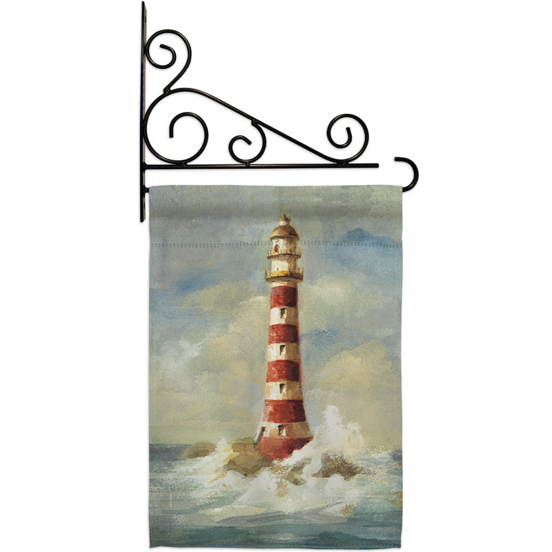Ensemble de drapeaux 18 x 13 po en mélange de polyester et de polyester à deux faces Lighthouse by the Sea