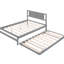 Lit plateforme double gris avec lit gigogne mobile - Bois de pin-231237973