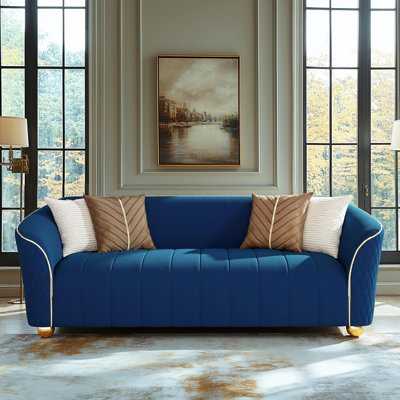 Fashionable Light Luxury Curved Armrest Upholstered Sofa