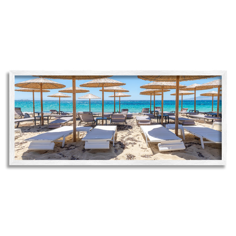 Ba-092 - Parasol de plage encadré en bambou sur toile, H 10 po x l 24 po x P 1,5 po