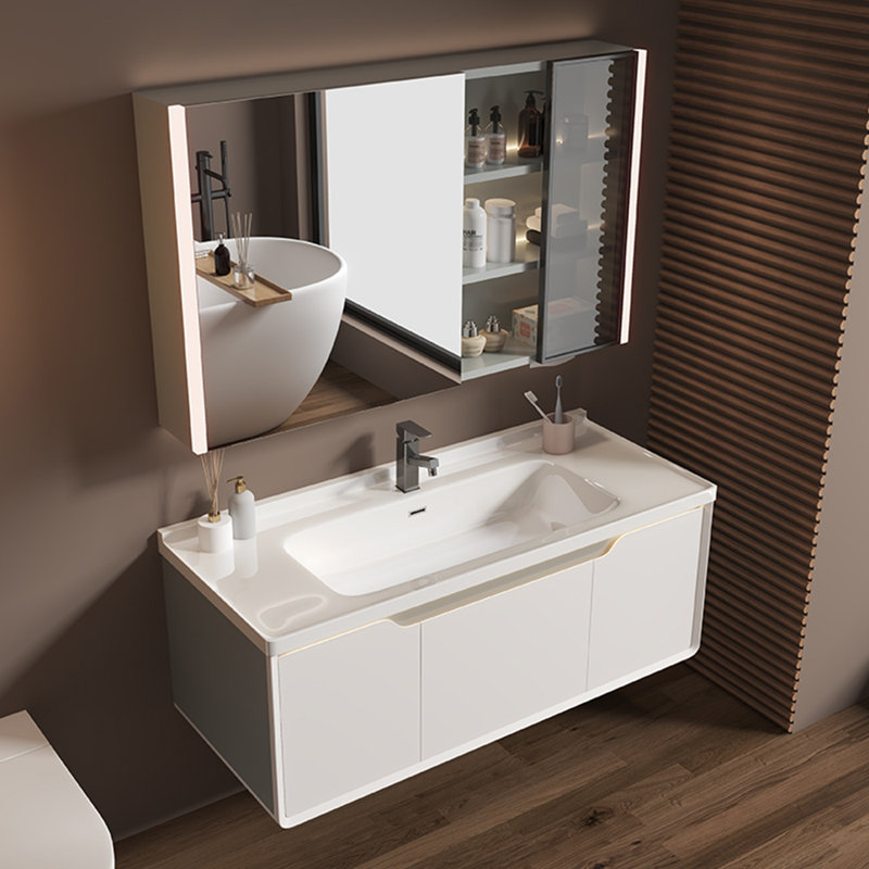 Minimalist cream style bathroom cabinet