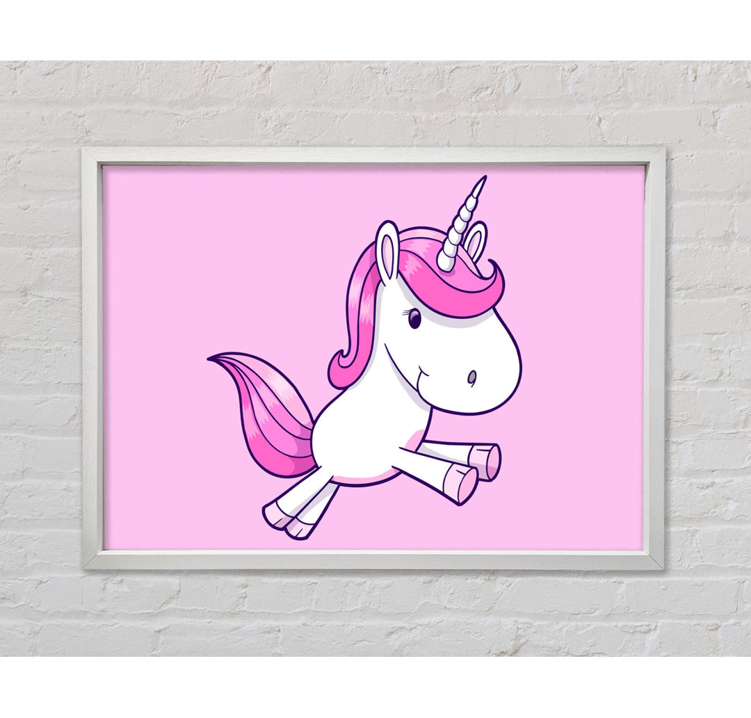 Gerahmtes Leinwandbild Leaping Unicorn Pink