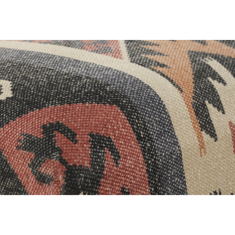 Southwestern Multicolor Fabric Upholstered Backless Bench with Wood Legs