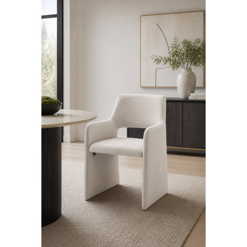 Chaise de salle à manger rembourrée crème avec structure en métal Luna, Off White