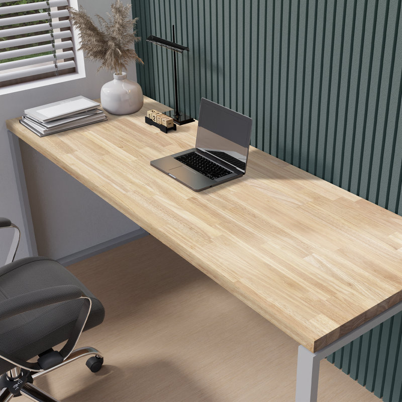 Biserka Unfinished Hevea Solid Wood Butcher Block Countertop for DIY Kitchen Countertop, Desk Top, Workbench