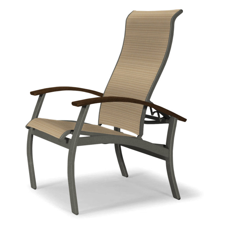 Chaise de patio Askar, Rayures de sable Bailey Sunbrella®, Graphite texturé, Kona