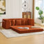 Canapé-lit convertible de 82,25 po, canapé-lit, canapé 2 en 1, canapé-lit en velours côtelé, 5 coussins, poche latérale, sans assemblage, deux porte-gobelets, accoudoir large, 3 sièges, orange-2090328508