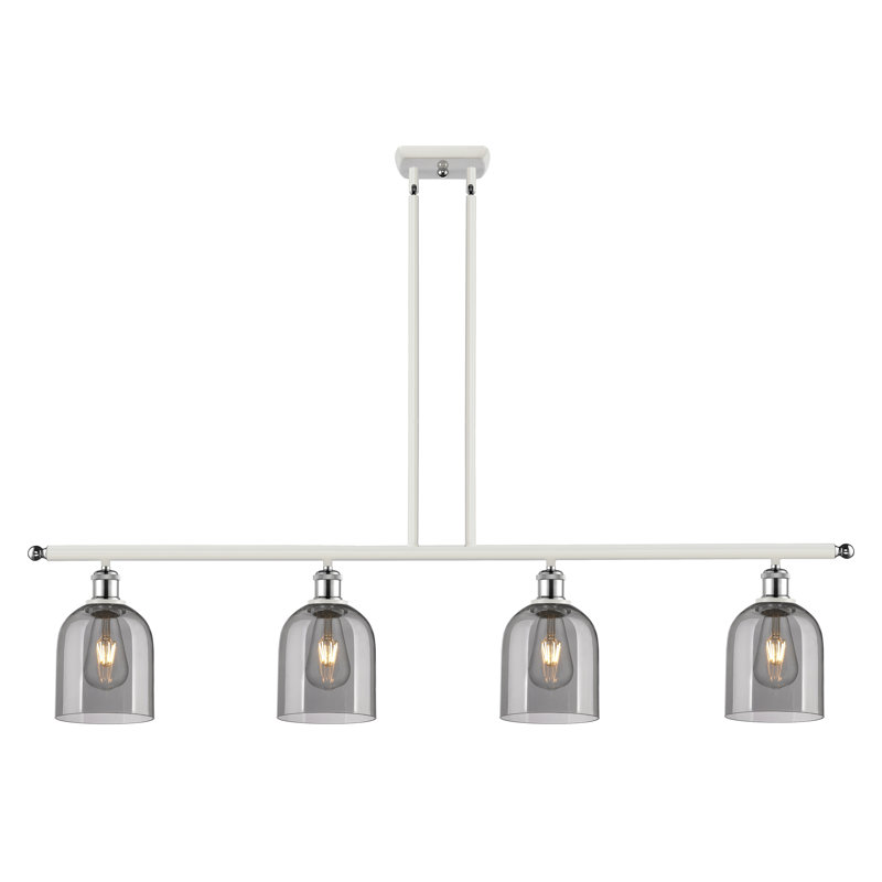 Odaniel 4 - Light Kitchen Island Pendant, Light Smoke, White Polished Chrome