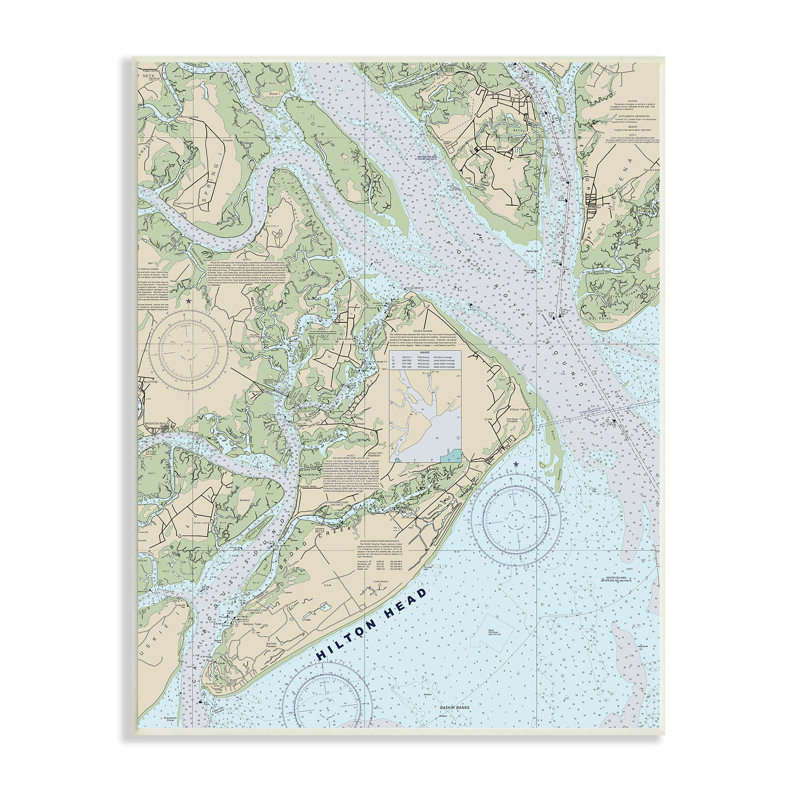 «Hilton Head South Carolina Coastal Nautical Map» par Daphne Polselli, H 15 po x l 10 po, Plaque murale