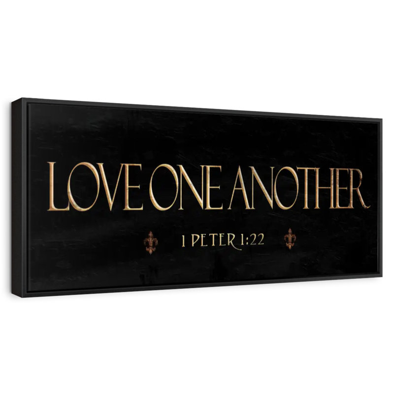 «Love One L'autre Verset de la Bible», 57 po x 19 po, Cadre flottant noir