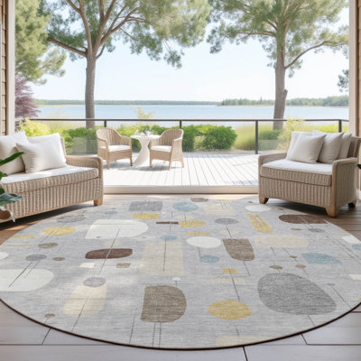 Tapis Mid-Century moderne lavable à la machine intérieur / extérieur Jourdan ACN2393