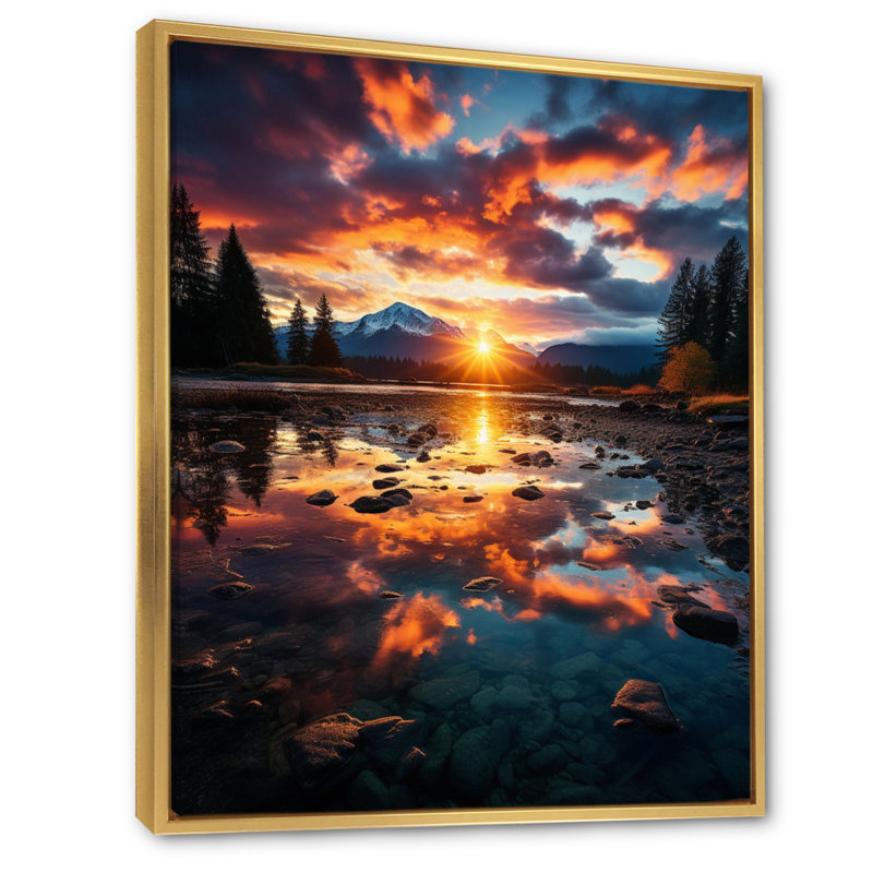 Impression sur toile Majestic Riverbanks III - Lakes & Rivers, 40" H x 30" W, Cadre flottant doré