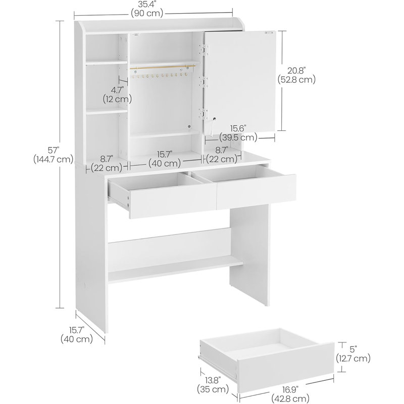Seraphina Dressing Table with Mirror, White