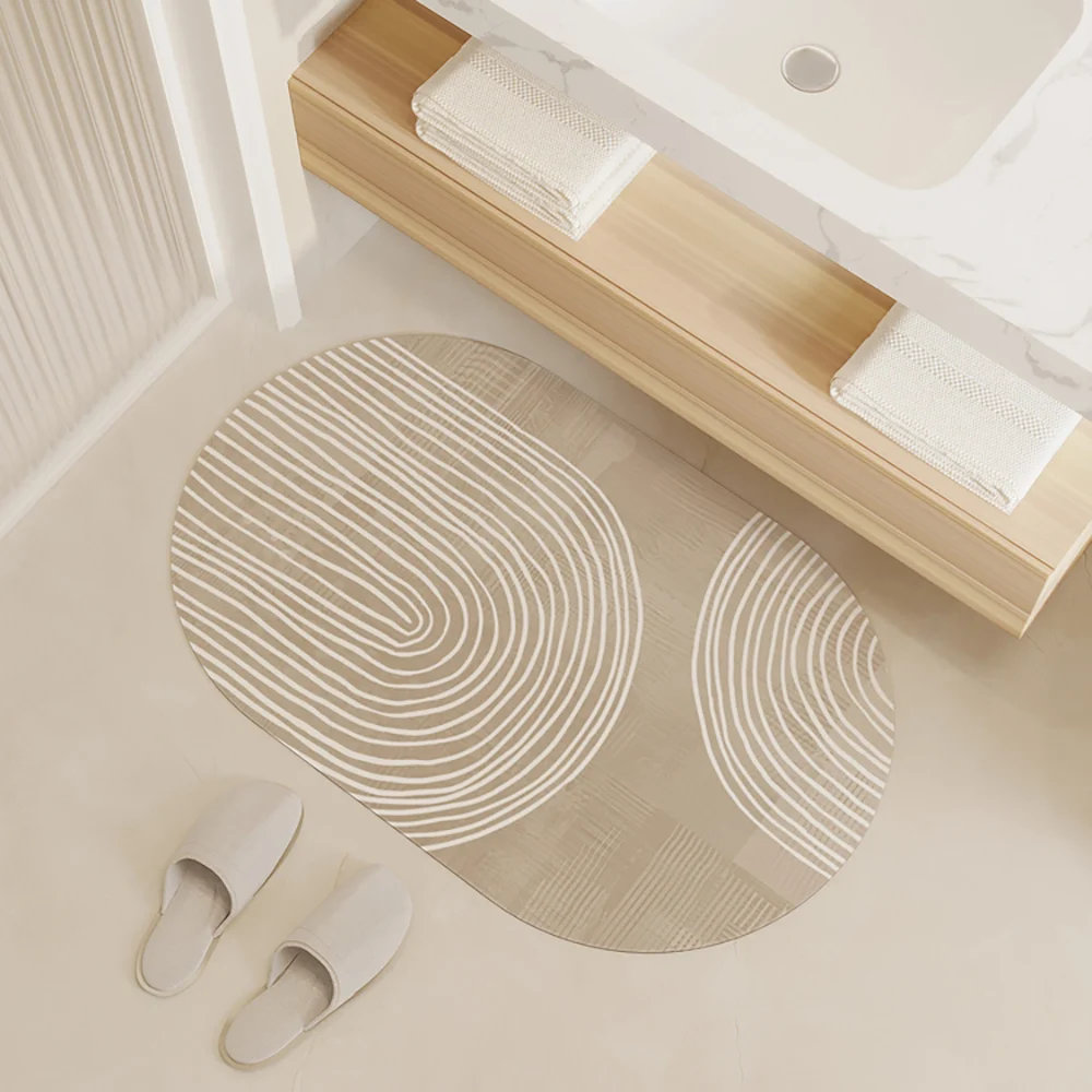 Ivy Bronx 4 Pieces Japandi Light Khaki Diatom Mud Non-Slip Bath Mat ...