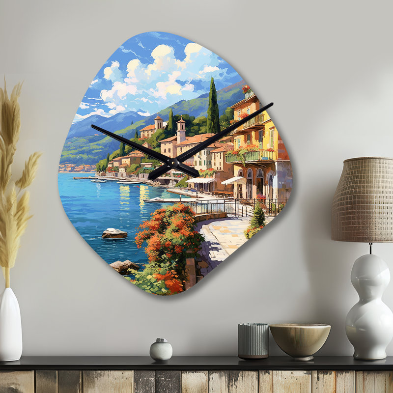 Horloge murale jaune La Dolce, plage italienne II, Petit