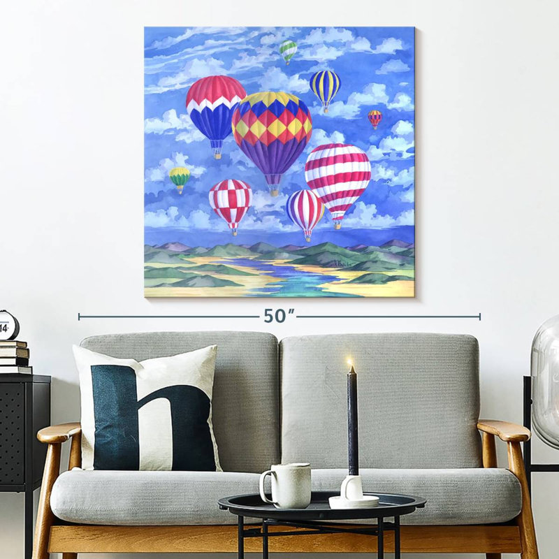 Ballons au-dessus de la rivière Mehar, H 33 po x l 33 po