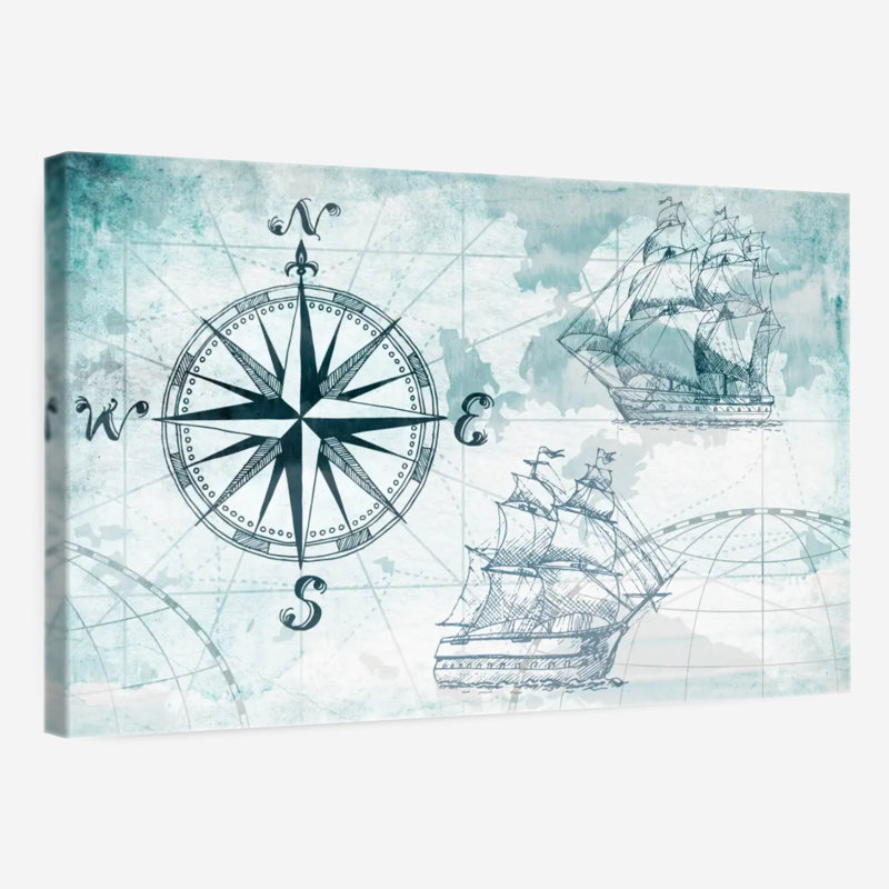 «Ocean Compass», reproduction sur toile, H 30 po x l 45 po x P 1,25 po