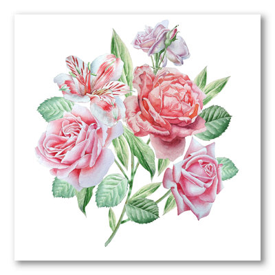 «Spring Flowers Alstroemeria Rose», peinture sur toile