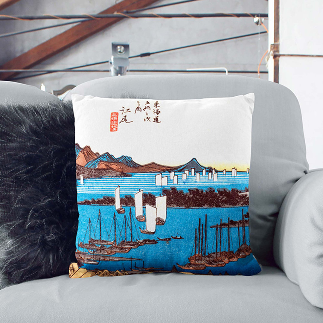 Ejiri by Utagawa Hiroshige Cushion with Filling