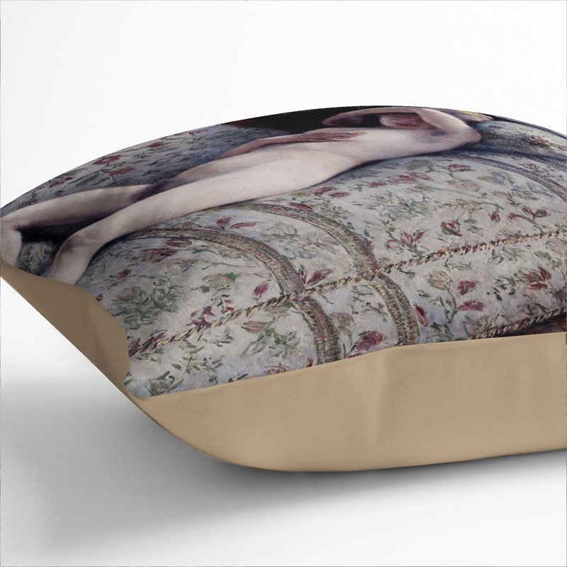 Nude On A Couch Square Throw Cushion, 55cm H x 55cm W x 20cm D, Stone