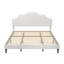 Très grand lit plateforme tapissier avec tête de lit ajustable, rembourré en tissu de lin, lit plateforme de style simple et moderne sans sommier, facile à assembler, blanc-346379062